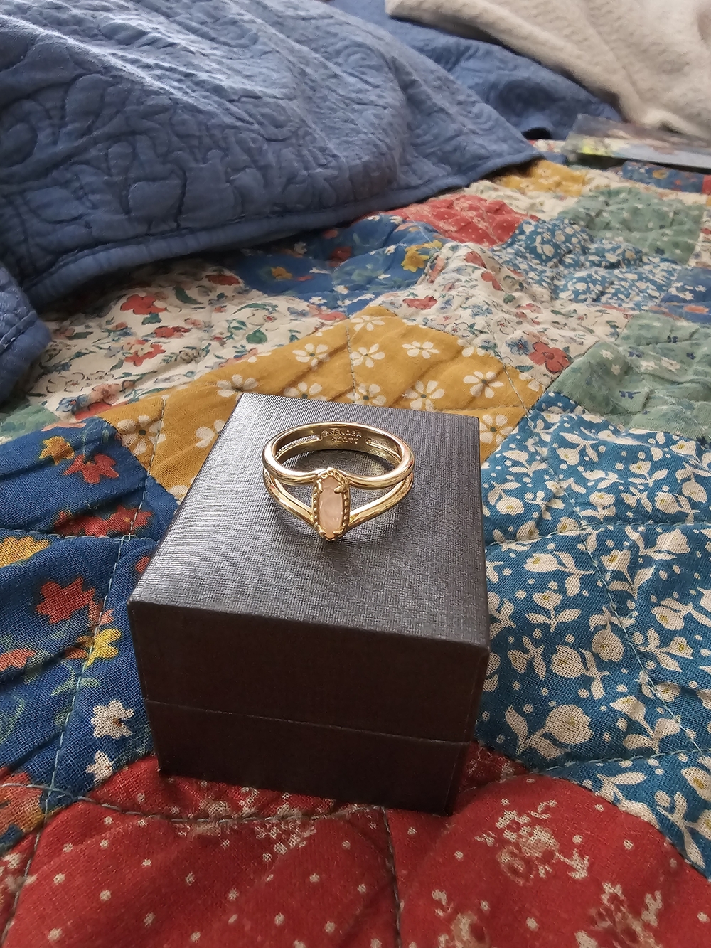 Gold Tone Pink Stone Ring - Women Jewelry